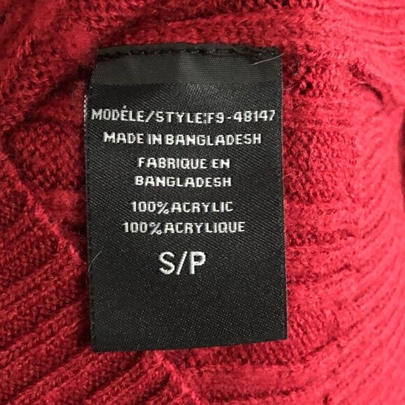 𝅺BB Essential Size Small Burgundy Cowl Neck Cable Knit Sweater - Picture 5 of 5